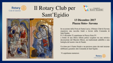 13 dicembre Save the date! Rotary Club Savona per la Comunità di Sant’Egidio