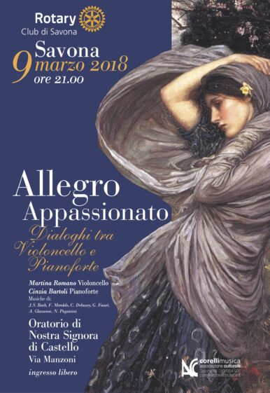 Savona, 9 marzo 2018 alle ore 21.00, “Allegro appassionato. Dialoghi tra violoncello e pianoforte”.